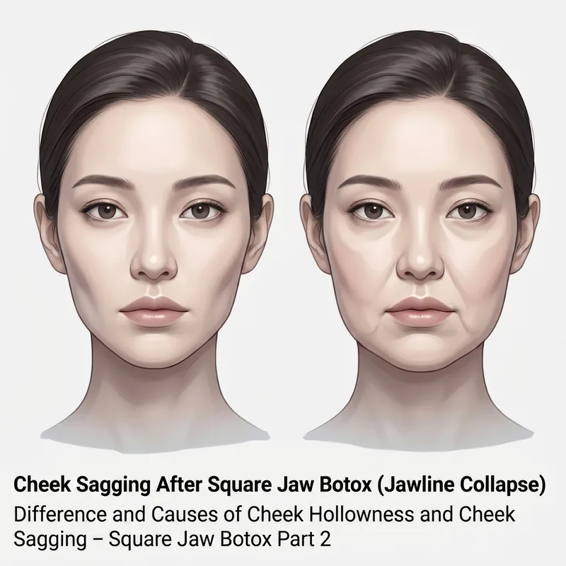 Before and after jawline botox showing cheek sagging comparison