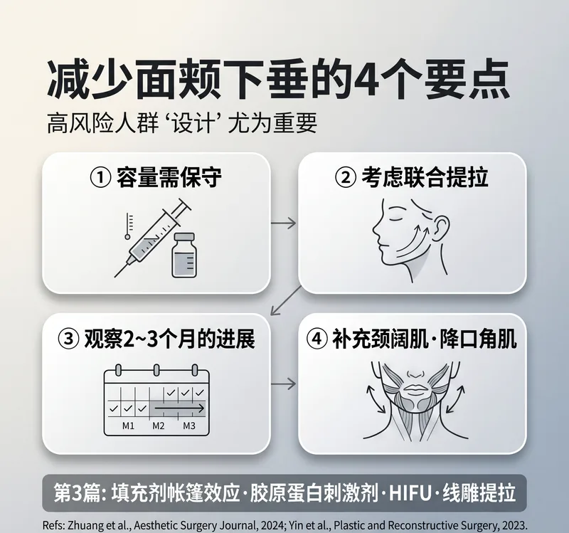 减少面颊下垂的4个要点 — 保守剂量、提升配合、观察期、颈阔肌补充