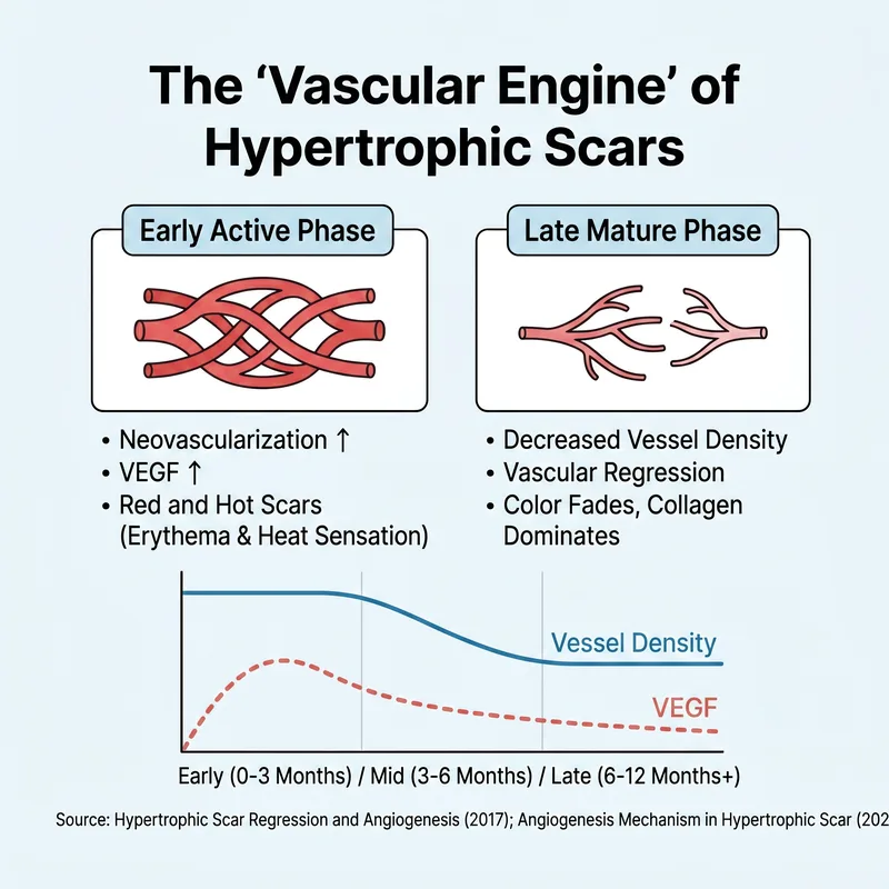 Hypertrophic scar vascular engine — vascular density and VEGF changes from early active to late mature phase
