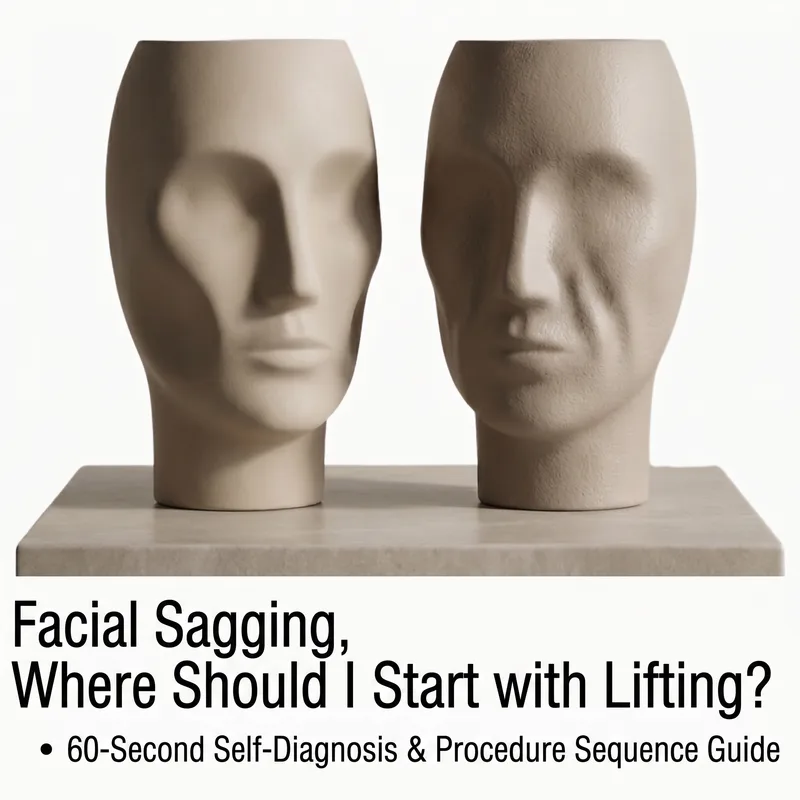 Sculptural face models comparing volume loss and skin laxity sagging types