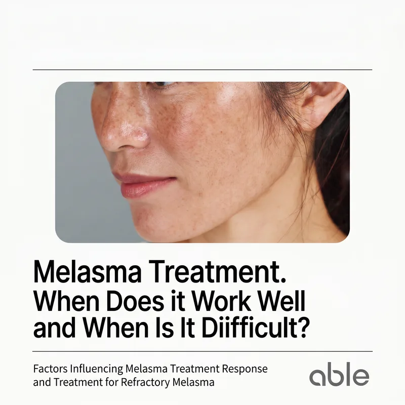 Melasma treatment prognosis factors infographic — factors distinguishing treatable vs difficult melasma