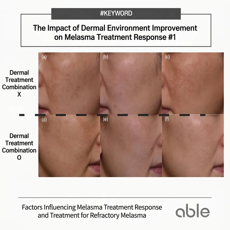 Dermal environment improvement comparison — treatment response difference with vs without dermal therapy in refractory melasma