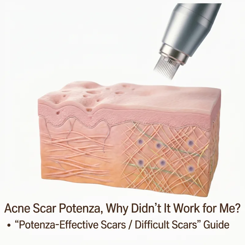3D illustration of Potenza RF microneedling handpiece delivering energy to skin cross-section
