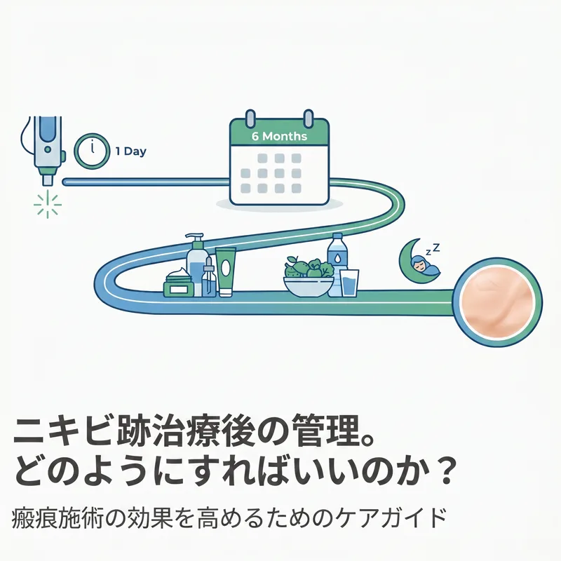 ニキビ跡治療後6ヶ月ケアロードマップイラスト