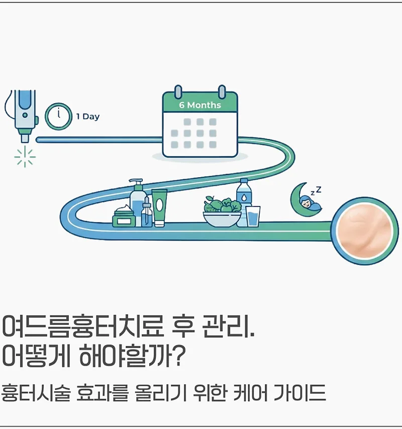 여드름 흉터 치료 후 6개월 관리 로드맵 일러스트레이션