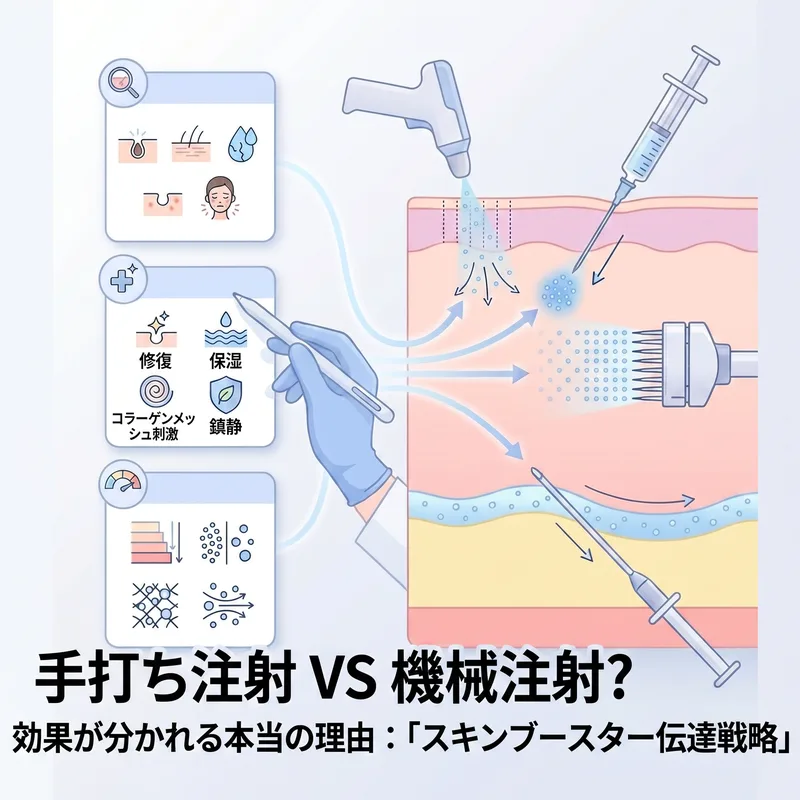 手注射vs機械注射の比較 — スキンブースター配達戦略