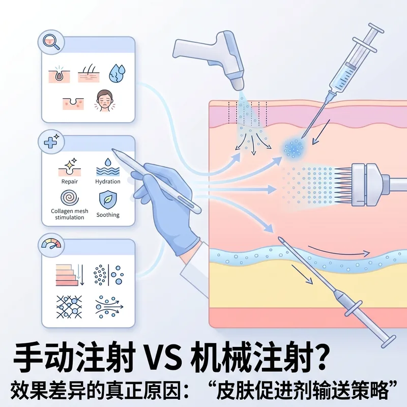 手工注射vs机器注射对比 — 皮肤促进剂递送策略
