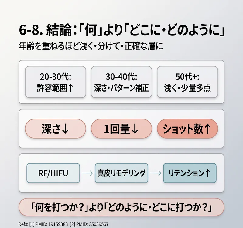 年齢別スキンブースター施術戦略 — 深さ・用量・ショット数とRF/HIFU併用