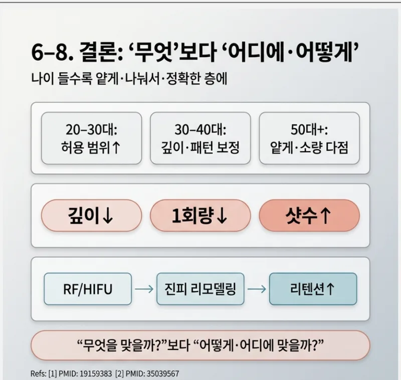 연령대별 스킨부스터 시술 전략 — 깊이·용량·샷수 조절과 RF/HIFU 병합