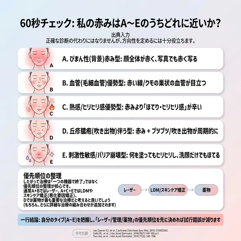 紅潮タイプ別自己診断チェックリストA〜E型分類表