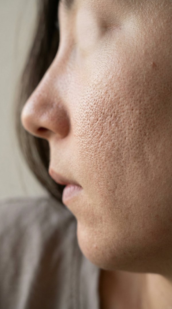 Close-up of enlarged pores and uneven skin texture - エイブル皮膚科 pore refinement consultation