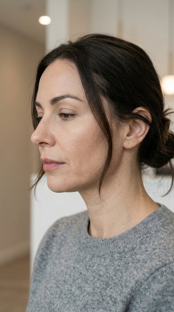 Woman with facial sagging and loss of skin elasticity - エイブル皮膚科 lifting consultation